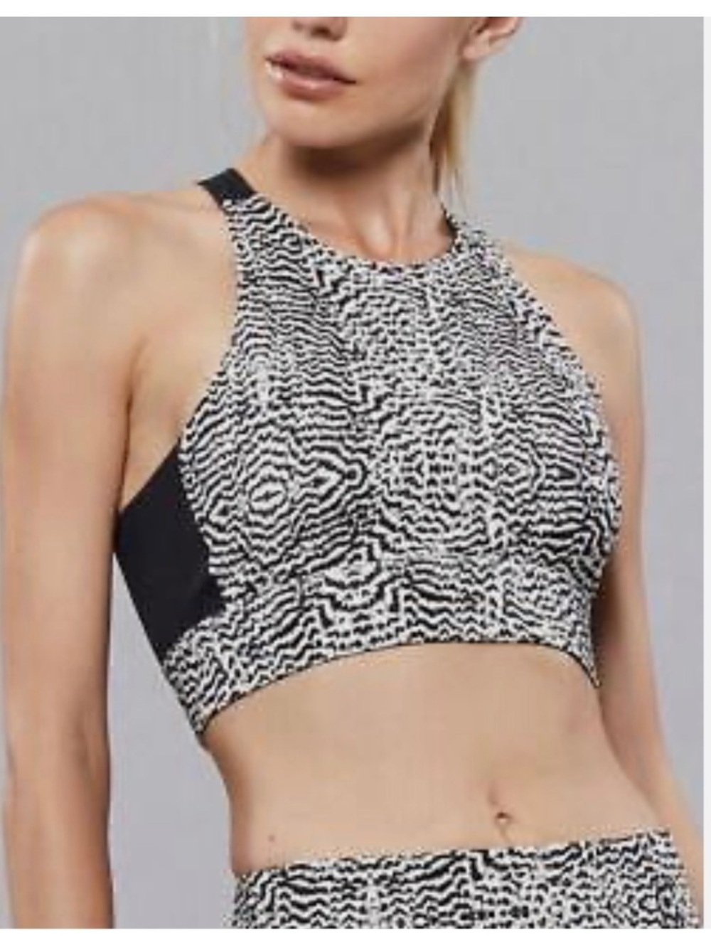 Varley High-Neck Black & White Printed Sports Bra